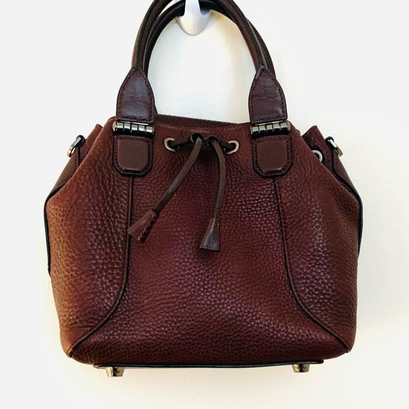 MACKAGE Maroon Pebbled Leather Satchel Bag - Picture 3 of 10